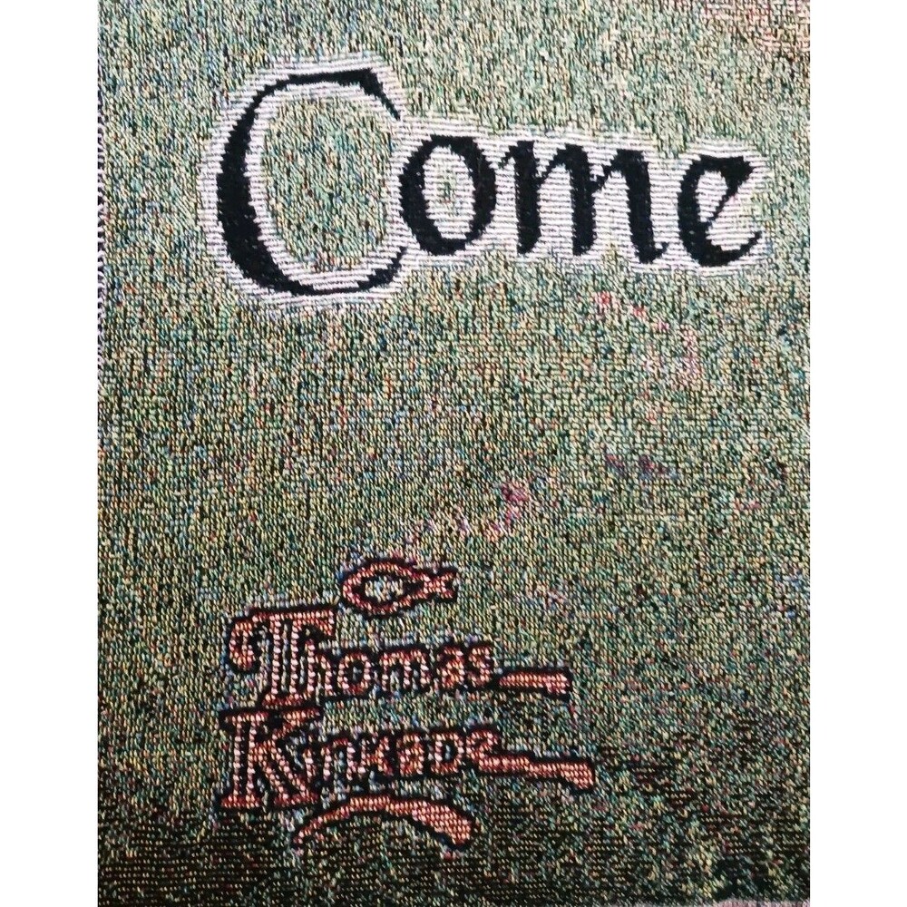 Thomas Kinkade Tapestry Throw Blanket Good Shepherds Cottage Mark 6:31 Sympathy - Picture 4 of 6